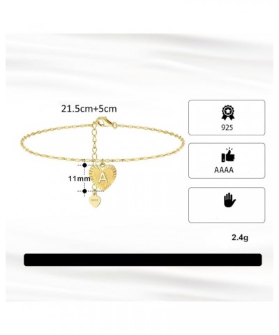 Womens Heart Anklet, Anklet Sterling Silver with Letter Gold Adjustable Foot Jewelry Gifts for Friend Letter K $14.30 Anklets