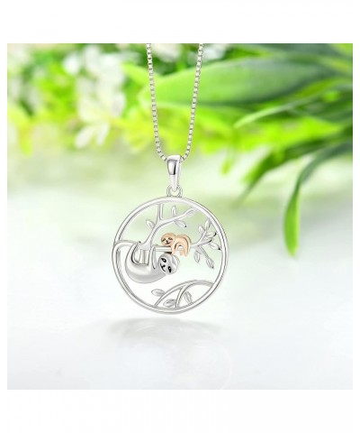 Sloth Necklace 925 Sterling Silver Tree of Life Pendant Animal Jewelry for Women style 2 $29.14 Necklaces