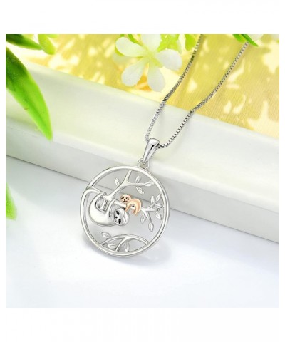 Sloth Necklace 925 Sterling Silver Tree of Life Pendant Animal Jewelry for Women style 2 $29.14 Necklaces