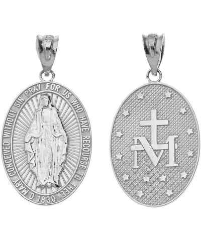 14K Gold Reversible Virgin Mary Miraculous Medal Pendant - Choice of Gold Color White Gold 14K $114.00 Pendants