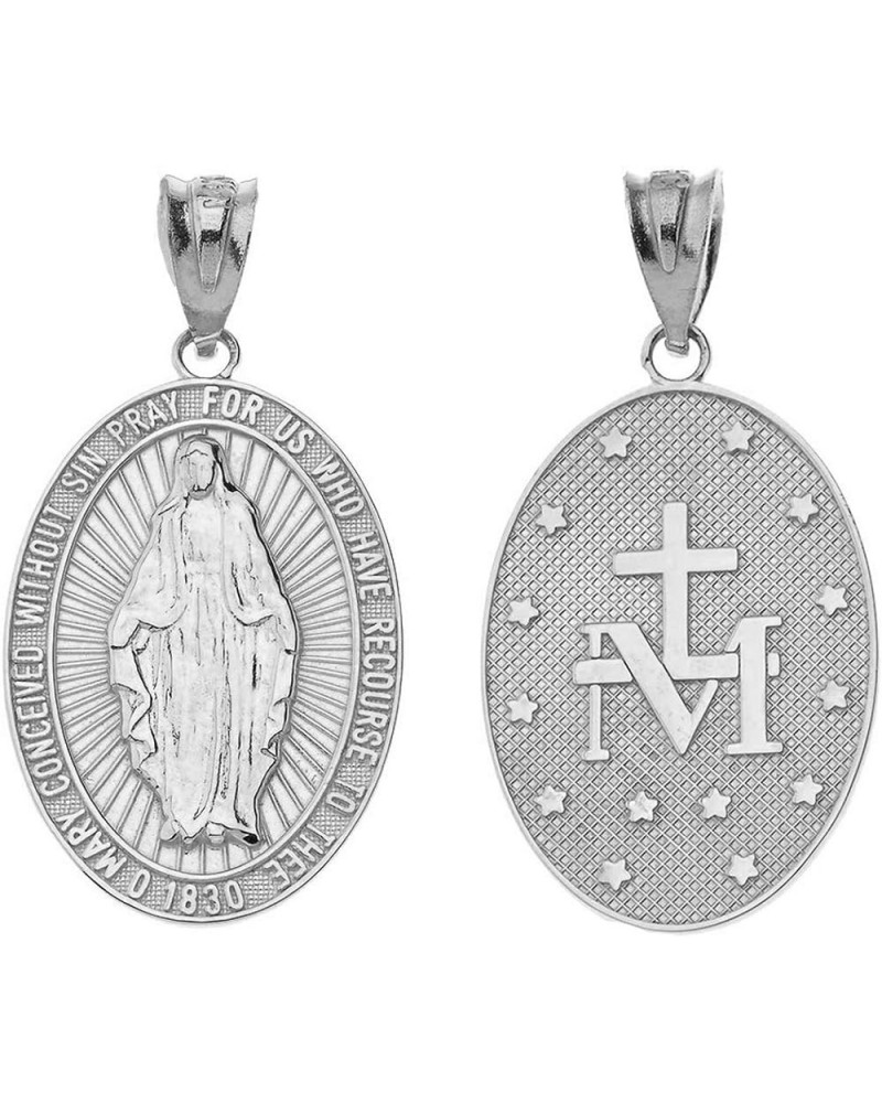 14K Gold Reversible Virgin Mary Miraculous Medal Pendant - Choice of Gold Color White Gold 14K $114.00 Pendants