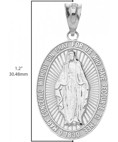 14K Gold Reversible Virgin Mary Miraculous Medal Pendant - Choice of Gold Color White Gold 14K $114.00 Pendants