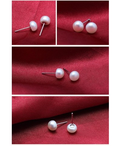 Pearl Earrings Freshwater Pearl White Button Stud Earrings with 925 Sterling Silver for Women 9.0-9.5mm $19.59 Earrings