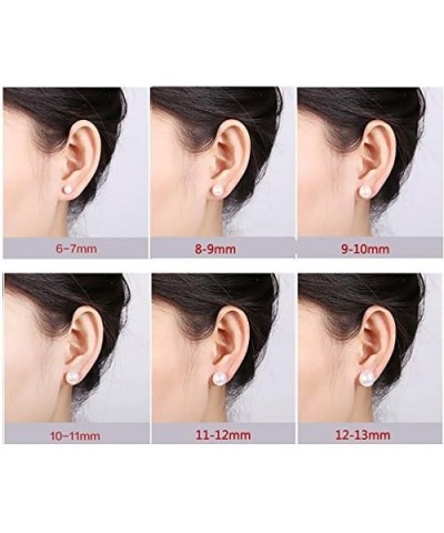 Pearl Earrings Freshwater Pearl White Button Stud Earrings with 925 Sterling Silver for Women 9.0-9.5mm $19.59 Earrings