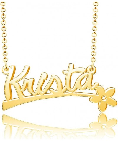 24k Gold Plated Flower Personalized Nameplate Custom Name Necklace Krista $12.65 Necklaces