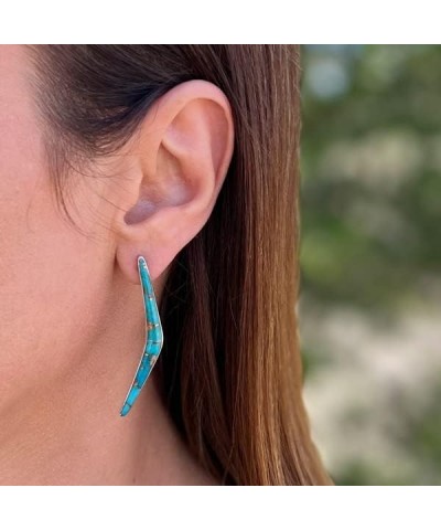 Turquoise Earrings 925 Sterling Silver & Genuine Turquoise (Choose Color) Teal/Matrix Turquoise $19.36 Earrings