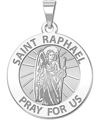 Saint Raphael Religious Medal Only or Medal With Engraving in Sterling Silver, 10K, or 14K Gold 2/3 Inch x 2/3 Inch Medal Wit...