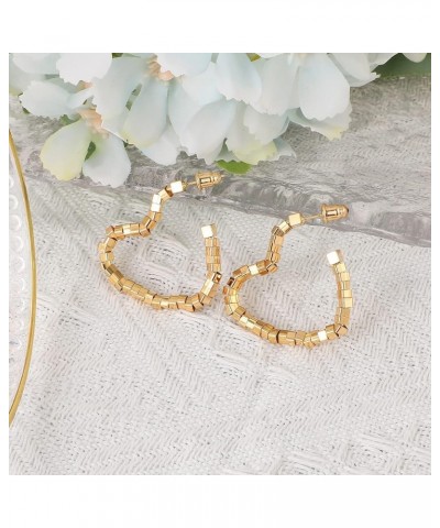 Gold Hoop Earrings for Women,14K Gold Plated Huggie Beaded Earrings Geometric Earrings Hoop Jewelry for Women Girls Teen Gift...