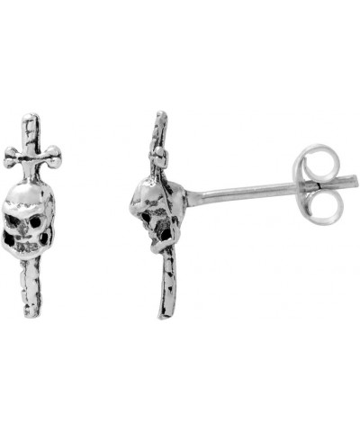 Small Sterling Silver Skull Earrings Studs Assorted Designs and Sizes Style_282 $11.39 Earrings