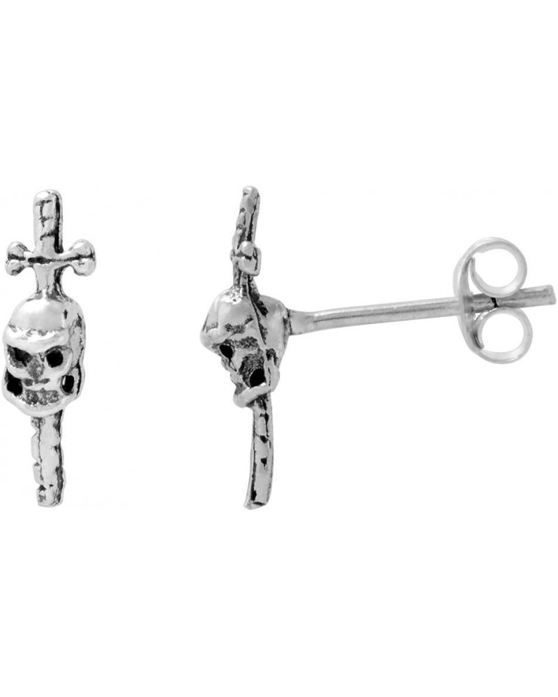 Small Sterling Silver Skull Earrings Studs Assorted Designs and Sizes Style_282 $11.39 Earrings