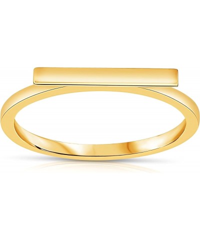 Solid 14k Yellow Gold Polished Plain Minimalist Finger Layering Stacking Ring for Woman and Teens Gold Bar $41.58 Rings