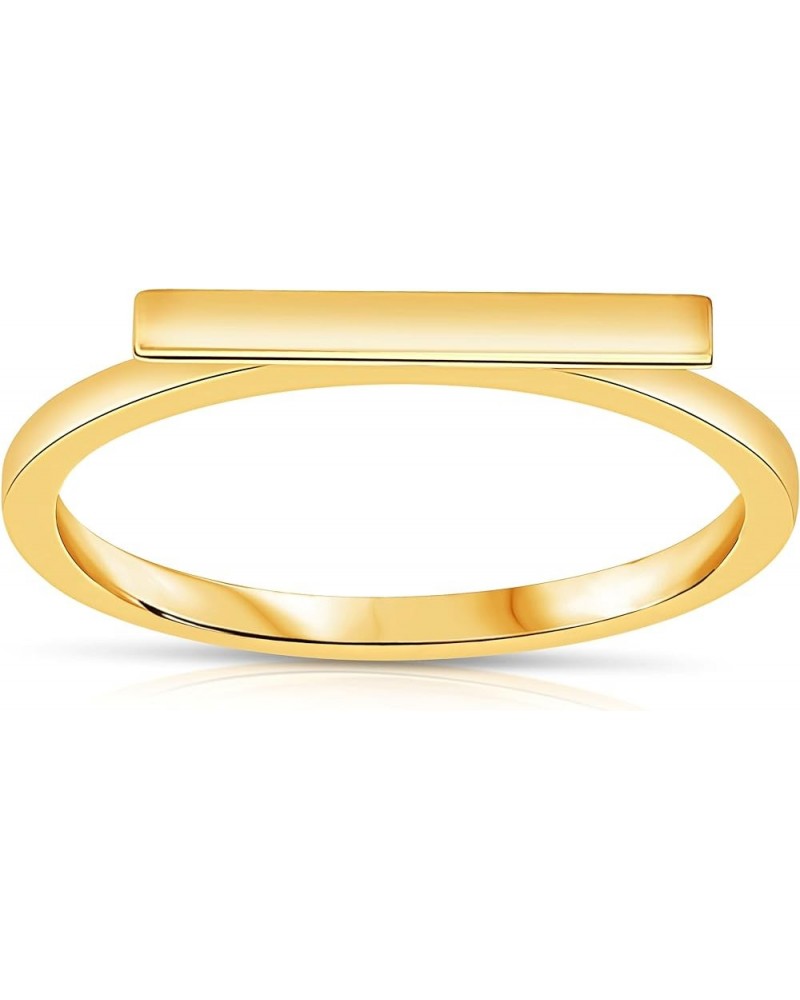 Solid 14k Yellow Gold Polished Plain Minimalist Finger Layering Stacking Ring for Woman and Teens Gold Bar $41.58 Rings