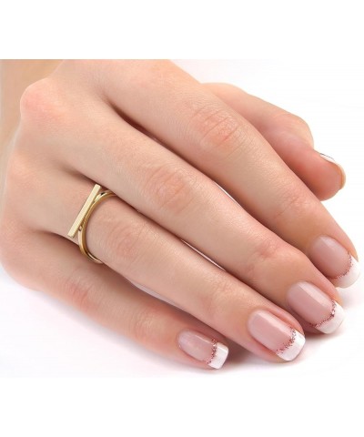 Solid 14k Yellow Gold Polished Plain Minimalist Finger Layering Stacking Ring for Woman and Teens Gold Bar $41.58 Rings