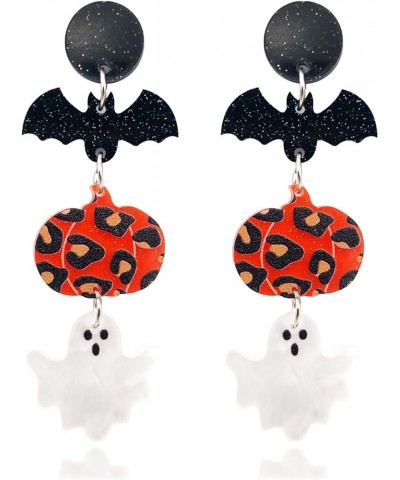 Halloween Earrings for Women Girls Funky Spooky Quirky Pumpkin Bucket Ghost Dancing Skeleton Skull Spider Earrings Colorful R...