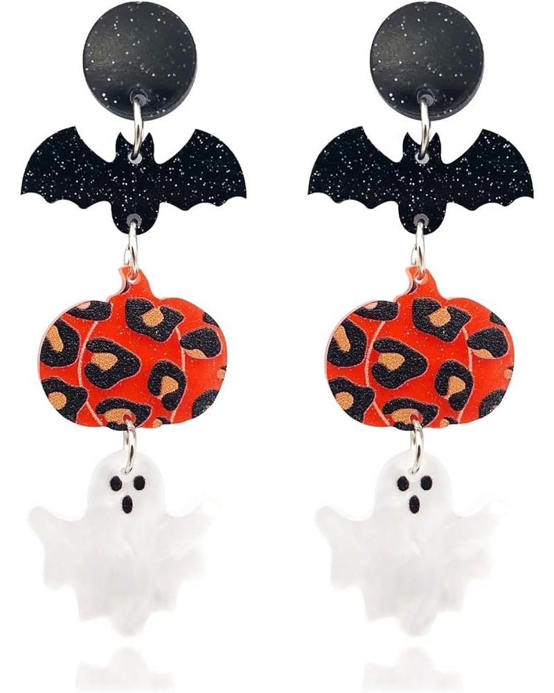 Halloween Earrings for Women Girls Funky Spooky Quirky Pumpkin Bucket Ghost Dancing Skeleton Skull Spider Earrings Colorful R...