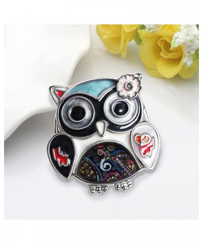 Zinc Alloy Cute Owl Bird Brooch Pins Jewelry Enamel Anime Owl Gifts for Women Girls Scarf Lapel Pin Charms Black $10.19 Brooc...