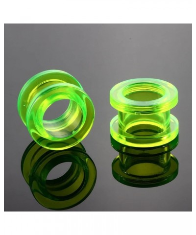 Acrylic Ear Gauges Multiple Sizes, Mens Tunnel Plugs For Ears White Ear Plugs Expander 2pcs Piercing Earrings Green 5.0 Milli...