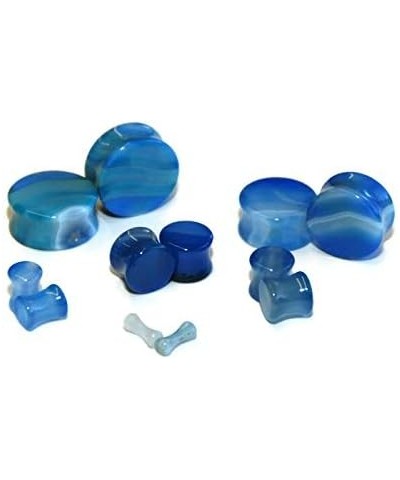 Blue Agate Stone Plugs Double-Flared 00ga (9.5mm) $12.53 Body Jewelry