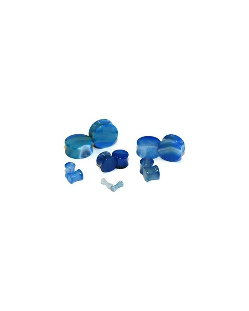 Blue Agate Stone Plugs Double-Flared 00ga (9.5mm) $12.53 Body Jewelry