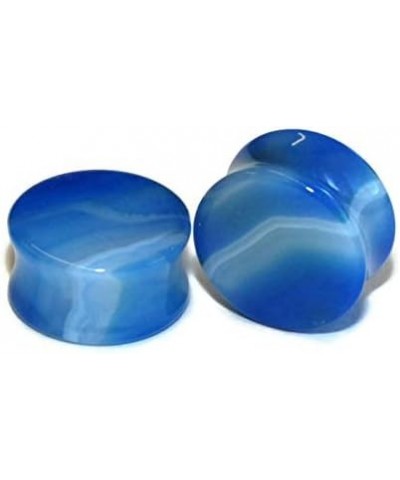 Blue Agate Stone Plugs Double-Flared 00ga (9.5mm) $12.53 Body Jewelry