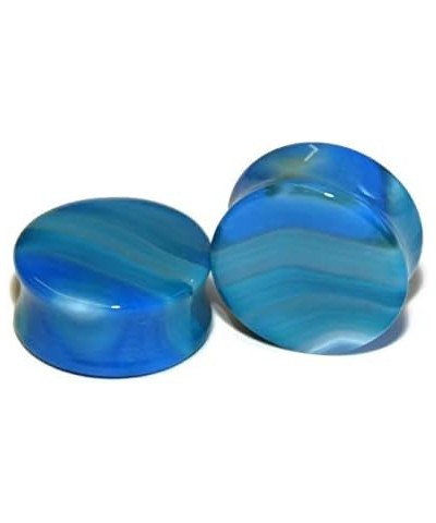 Blue Agate Stone Plugs Double-Flared 00ga (9.5mm) $12.53 Body Jewelry