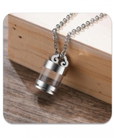 Fashion Stainless Steel Glass Bottle Pendant Container Ashes Holder Necklace Steel $7.50 Necklaces