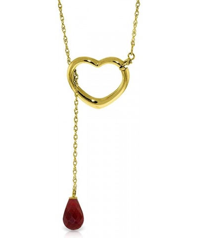 14K Gold Open Heart Ruby Drop Pendant Necklace Yellow Gold 22.0 Inches $145.95 Necklaces