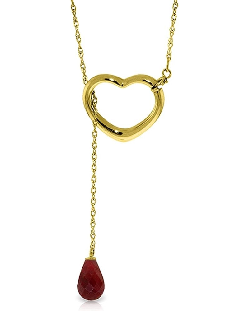 14K Gold Open Heart Ruby Drop Pendant Necklace Yellow Gold 22.0 Inches $145.95 Necklaces