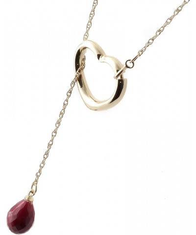 14K Gold Open Heart Ruby Drop Pendant Necklace Yellow Gold 22.0 Inches $145.95 Necklaces