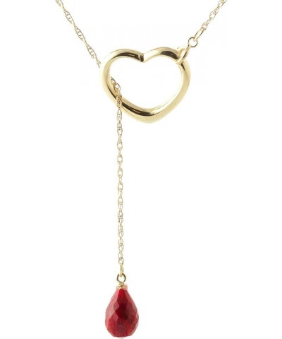 14K Gold Open Heart Ruby Drop Pendant Necklace Yellow Gold 22.0 Inches $145.95 Necklaces