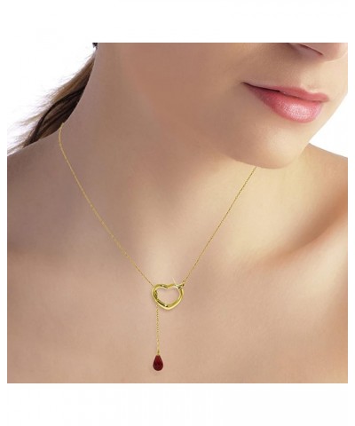 14K Gold Open Heart Ruby Drop Pendant Necklace Yellow Gold 22.0 Inches $145.95 Necklaces