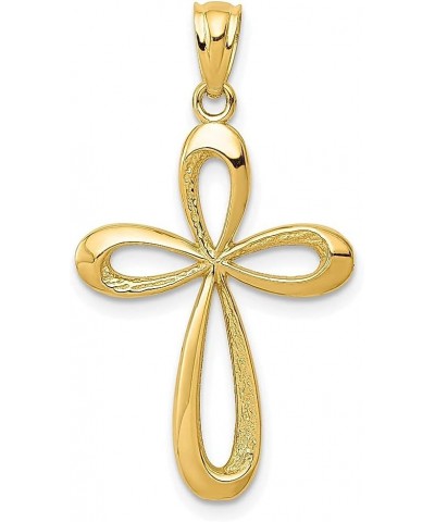 14k Yellow Gold Ribbon Cross Necklace Charm Pendant Religious Fancy Fine Jewelry For Women Gifts For Her $67.26 Necklaces