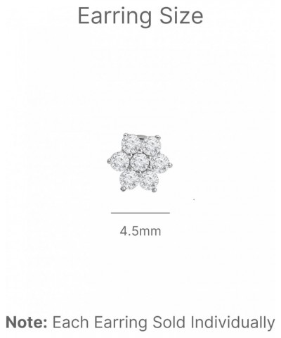 14K Solid White Gold Diamond Floral Cartilage Stud Earring Labret Tragus Ear Piercing Conch Helix Stud Diamond Cluster Earrin...