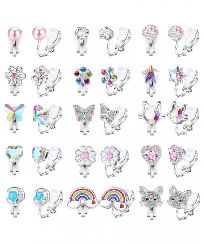 15Pairs Cute Clip on Earring for Girls Women Flower Cat Pearl CZ Butterfly Clip Earrings Multicolored Non-Pierced Earrings Ca...