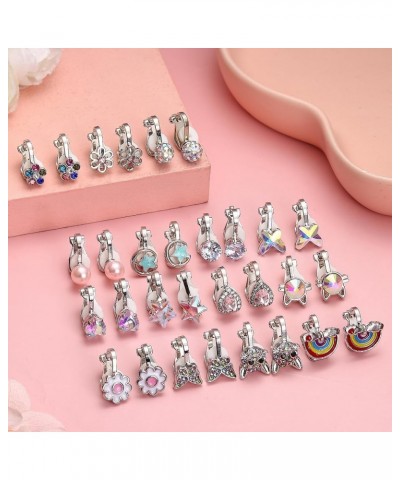 15Pairs Cute Clip on Earring for Girls Women Flower Cat Pearl CZ Butterfly Clip Earrings Multicolored Non-Pierced Earrings Ca...