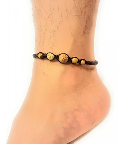 Infinityee888 Picture Jasper Anklet Bracelet Macrame Braided woven with wax cord adjustable Anklet for Men, Women, teengirls ...