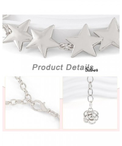 Silver Metal Star Waist Chain Adjustable Belly Belt Flower Pendant Dress Vest Jean Daily for Women and Girls Silver $7.79 Bod...