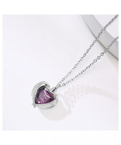 Heart Urn Necklace for Ashes for Women Men of Loved Ones Cremation Jewelry Keepsake Memorial Pendant with Angel Wing Purple-W...