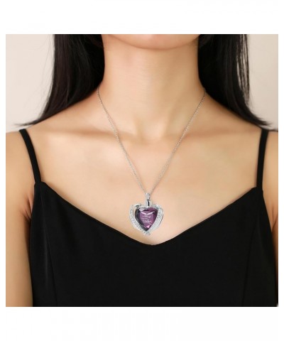 Heart Urn Necklace for Ashes for Women Men of Loved Ones Cremation Jewelry Keepsake Memorial Pendant with Angel Wing Purple-W...