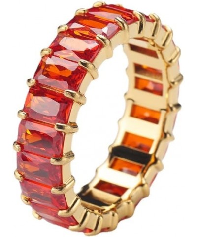 Women's Stainless Steel Colorful Zircon Gemstone Ring Size 6-10 9 Gold-Red $10.25 Rings