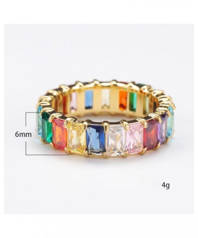 Women's Stainless Steel Colorful Zircon Gemstone Ring Size 6-10 9 Gold-Red $10.25 Rings