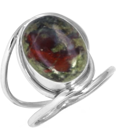 925 Sterling Silver Handmade Ring for Women 10x14 Oval Gemstone Boho Silver Jewelry for Gift (99049_R) Dragon Blood Jasper $2...