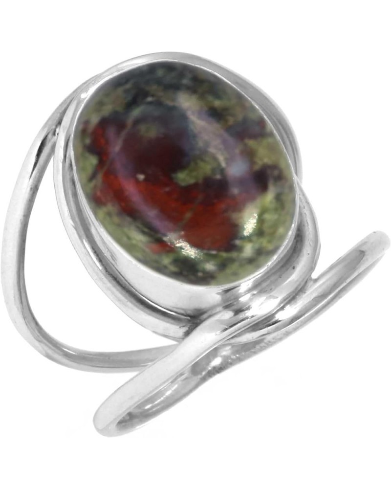 925 Sterling Silver Handmade Ring for Women 10x14 Oval Gemstone Boho Silver Jewelry for Gift (99049_R) Dragon Blood Jasper $2...