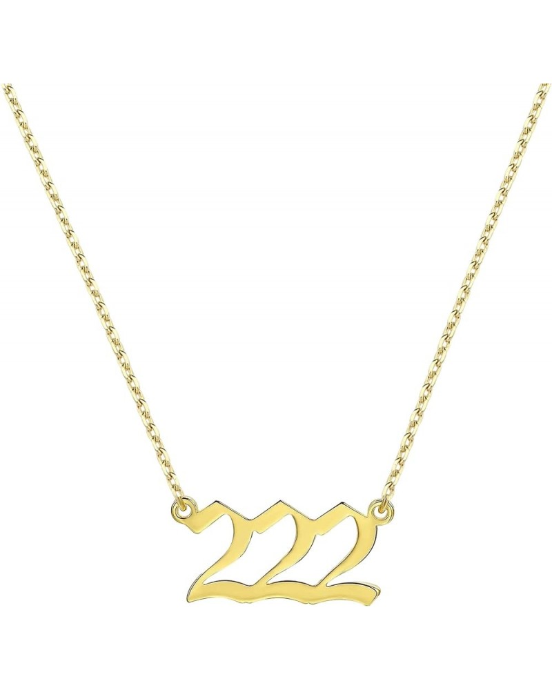 14K Solid Gold Angel Number Necklace, Spiritual Jewelry, Custom Number Necklace,Cable Chain 111 222 333 444 555 666 777 888 9...