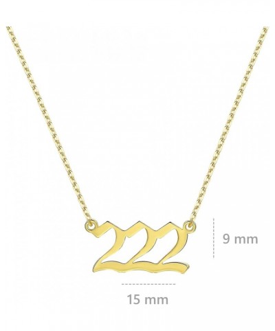 14K Solid Gold Angel Number Necklace, Spiritual Jewelry, Custom Number Necklace,Cable Chain 111 222 333 444 555 666 777 888 9...