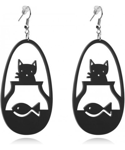 MIGUO STORE Unique Black Cat on the Moon Dangle Earrings Acrylic Star Earrings Animal Lovely for Women Girls Chic Sparkly Asy...