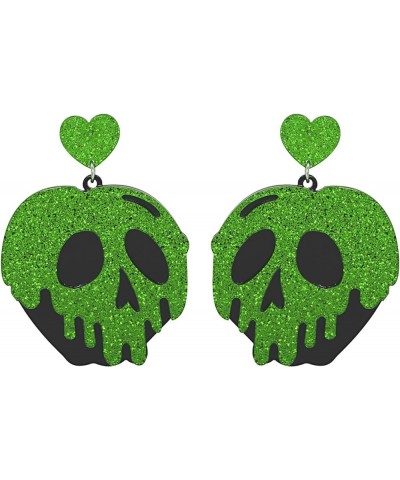 Poison Apple Witches Earrings Lovely Halloween Earrings Cosplay Earrings for Women, Girls, Teens Green and Black $6.53 Earrings