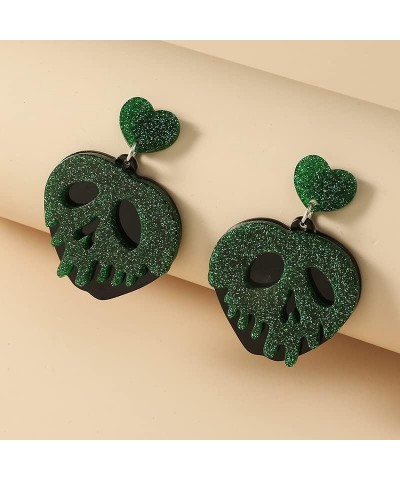 Poison Apple Witches Earrings Lovely Halloween Earrings Cosplay Earrings for Women, Girls, Teens Green and Black $6.53 Earrings