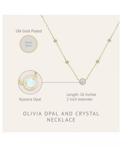 18k Gold Plated or Rhodium Olivia Necklaces for Women - Opal and Crystal Necklace. Fashion Jewelry. Great Gift - One Size 18k...