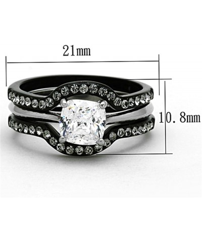 His and Hers 4 Piece Black Stainless Steel and Titanium Wedding Engagement Ring Band Set Size Women's 09 Men's 11 $20.39 Sets